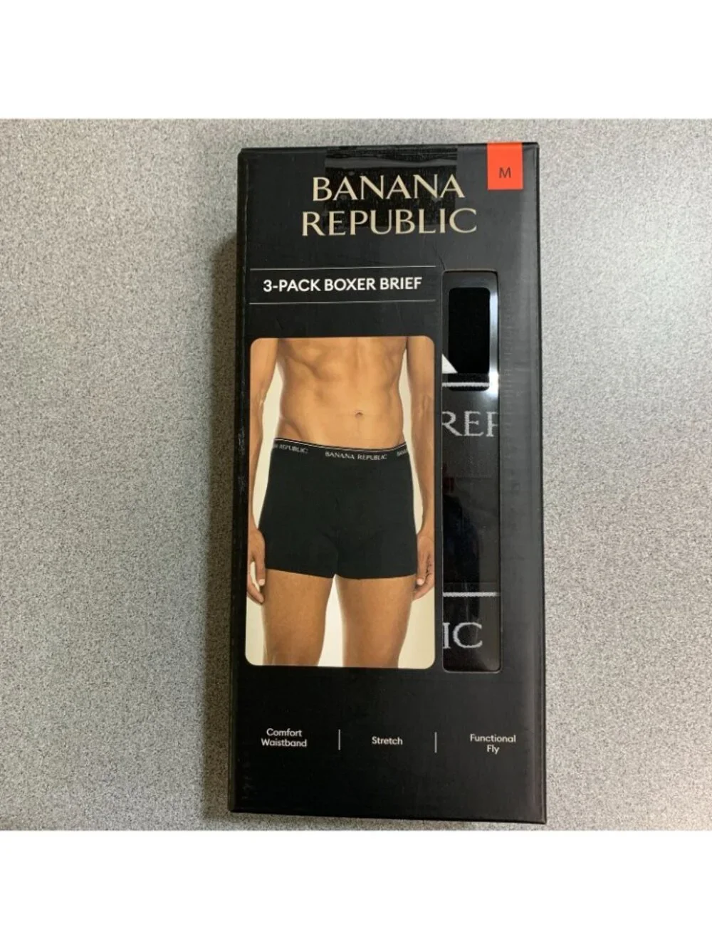 NWT Banana Republic Men's M 3-Pack Boxer Briefs Black Comfort Stretch